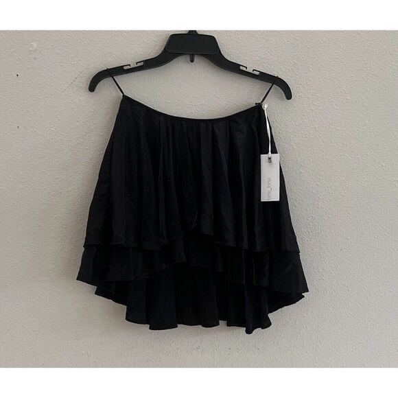 forte_forte Italy Size 0 BLACK Layered Design Silk Short Skirt - Picture 2 of 13